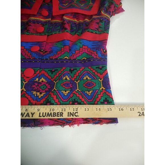Leslie Lucks Blouse Jacket M Vintage Southwest Aztec Collar Button Up READ - Picture 4 of 16